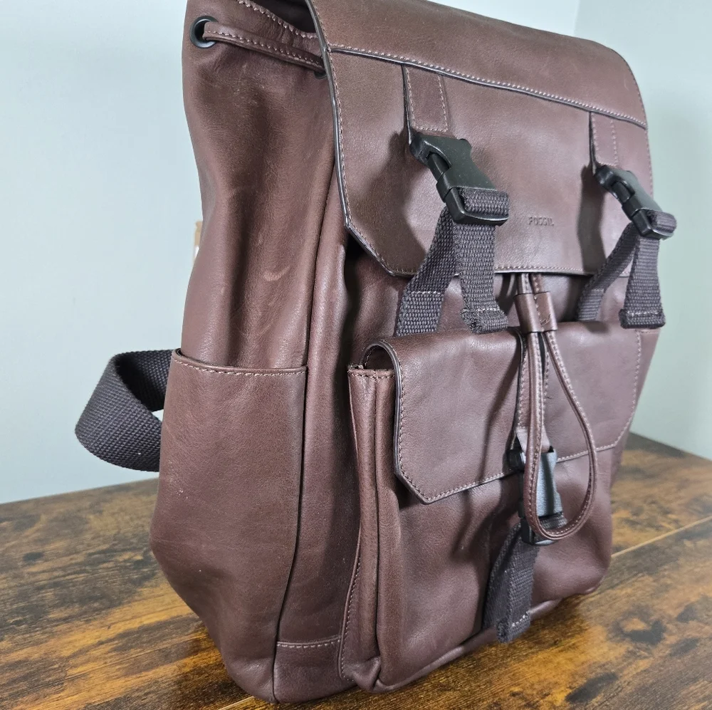 Fossil Weston Brown Leather Backpack‎